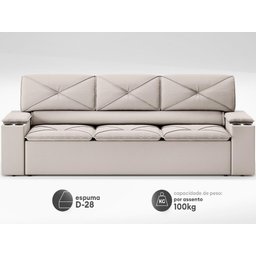 Sofá com Porta Copos Retrátil e Reclinável Pop 2,05m Velosuede Areia - Netsofas - 3