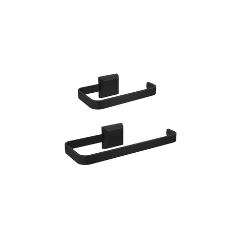 Kit Porta Papel Higiênico e Porta Toalha de Rosto Luxo Preto Fosco