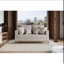 Ver imagem 2 de Sofá 2 Lugares Living Beny Base de Madeira Linho Cotton Cru Harpia Decor