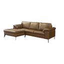Ver imagem 2 de Sofá de Couro Asti 2 Lugares com Chaise Esquerda Marrom Bicolor - Mempra Design
