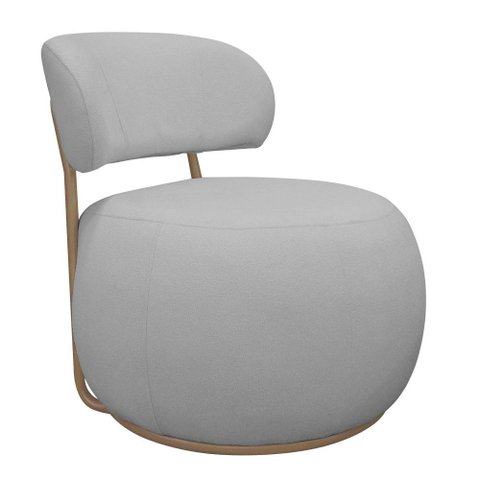Poltrona Decorativa Greta Base Fixa Ouro Fosco Bouclé Cinza Claro - Nexta Casa