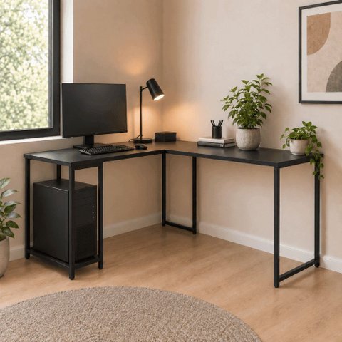 Mesa Escrivaninha em L Cairo para Home Office Moderna Estilo Diretor para Escritório e Estudo