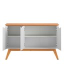 Ver imagem 2 de Buffet Aparador 122cm 3 Portas Pés Madeira Prism 1.2 Patrimar Branco/cinamomo