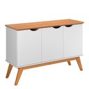 Ver imagem 4 de Buffet Aparador 122cm 3 Portas Pés Madeira Prism 1.2 Patrimar Branco/cinamomo