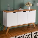 Ver imagem 1 de Buffet Aparador 122cm 3 Portas Pés Madeira Prism 1.2 Patrimar Branco/cinamomo