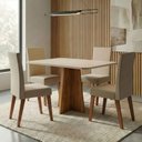 Ver imagem 2 de Conjunto Sala de Jantar Mesa 1,20m Moove 4 Cadeiras Linho Milano Madeirado / Creme