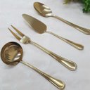 Ver imagem 1 de Conjunto Dourado de Talheres para servir com 4 peças