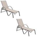 Ver imagem 1 de Kit 2 Espreguiçadeiras Chaise Outdoor Búzios Amêndoa Tela Bege e Grafite Tela Grafite - Rivatti