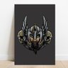 Quadro com moldura viking barba medieval nerd odin 40x60 - 1