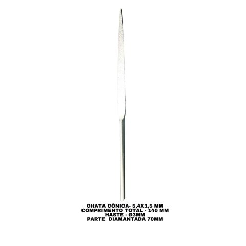 Lima Diamantada Profissional Individual Agulha 140mm - CHATA CÔNICA PF-109LV - #120