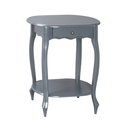 Ver imagem 2 de Mesa de Apoio Oval Clássica Decorativa de Madeira com Pés Luiz Xv - Cinza Laca
