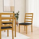 Ver imagem 3 de Kit com 2 Cadeira Cecília Encosto e Pés de Madeira Maciça Assento Estofada para Mesa de Jantar