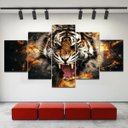 Ver imagem 1 de quadros decorativos 5 peças olhar de tigre feroz colorido