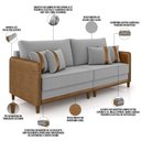 Ver imagem 4 de Sofá 3 Lugares Sala de Estar Living 212cm Asbury K01 Veludo Cinza Claro Couríssimo Camel- Lyam Decor
