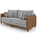 Ver imagem 6 de Sofá 3 Lugares Sala de Estar Living 212cm Asbury K01 Veludo Cinza Claro Couríssimo Camel- Lyam Decor
