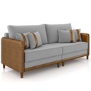 Ver imagem 1 de Sofá 3 Lugares Sala de Estar Living 212cm Asbury K01 Veludo Cinza Claro Couríssimo Camel- Lyam Decor