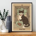 Ver imagem 1 de Quadro Carta Tarot Gato Signo Peixes 45x34cm:madeira Preta