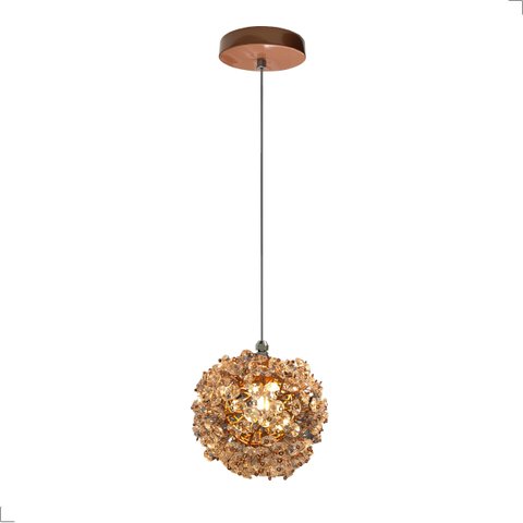 Lustre Pendente Bola Cobre Cristal Dente de Leão Ninho