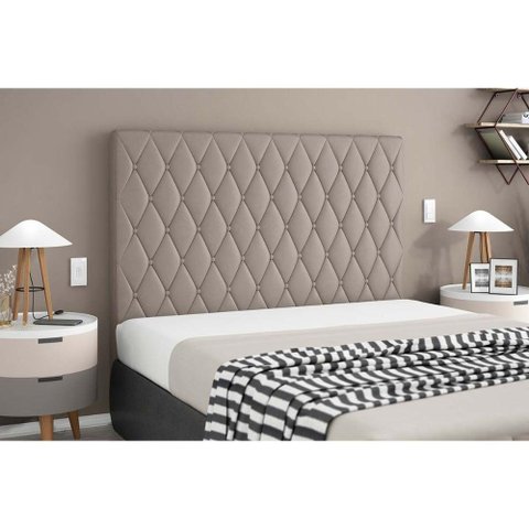 Painel de Cama Box Estofada Casal Camponesa Camurca - Simbal
