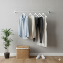 Ver imagem 2 de Arara 1m Organização Loja Closet Fixação de Parede + Cabideiro Rt 40cm para Roupas 10 Cabides Branco