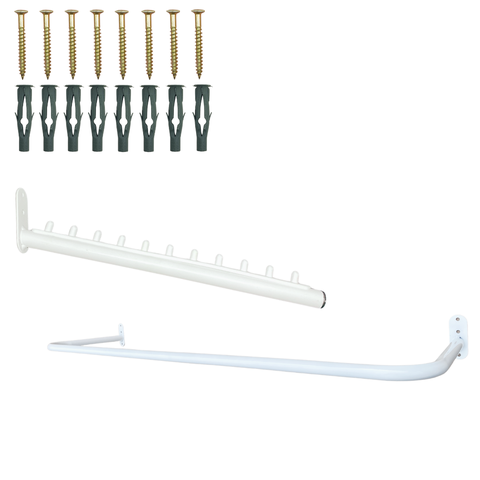 Arara 1m Organização Loja Closet Fixação de Parede + Cabideiro Rt 40cm para Roupas 10 Cabides Branco