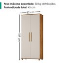 Ver imagem 3 de Guarda Roupa Multiuso 2 Portas 189x82 cm Portugal Cedro Areia Rudk
