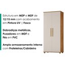 Ver imagem 5 de Guarda Roupa Multiuso 2 Portas 189x82 cm Portugal Cedro Areia Rudk