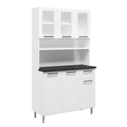 Armário de Cozinha Aço 6 Portas 3 Portas de Vidro 1 Gaveta Múltipla  - 1