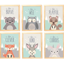 Ver imagem 1 de Quadro Infantil animais 6 un A4 vidro e pendurador