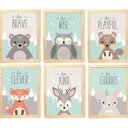 Ver imagem 2 de Quadro Infantil animais 6 un A4 vidro e pendurador