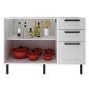 Ver imagem 7 de Balcão sem Tampo para Cozinha 2 Portas e 3 Gavetas 120cm TM1300 MDF Grazi Branco