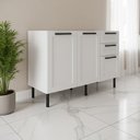 Ver imagem 1 de Balcão sem Tampo para Cozinha 2 Portas e 3 Gavetas 120cm TM1300 MDF Grazi Branco