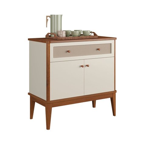 Balcão de Madeira Maciça 2 Portas e 1 Gaveta Viena Off White