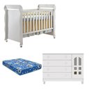 Ver imagem 1 de Berço Americano Mirelle e Cômoda Infantil Gran Selena Branco Brilho com Colchão Ortobom -