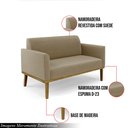 Ver imagem 3 de Poltrona Namoradeira Decorativa Isabella Pés Fixo em Madeira Castanho Suede Nude G19 - Gran Belo