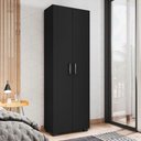 Ver imagem 1 de Armário Multiuso Samara Preto Tx com Portas Grandes e 6 Prateleiras 188cm Mdp
