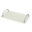 Ver imagem 1 de Bandeja Decorativa Organizadora Bancada Vidro Branco 25x15