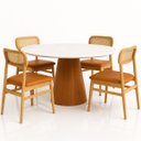 Ver imagem 3 de Mesa de Jantar Cone Redondo 150 Cm Base Freijó Tampo Mármore Branco Extra