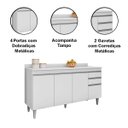 Ver imagem 3 de Balcão para Cozinha 150 cm com Tampo 4 Portas Laya Branco