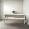 Conjunto Mesa para Refeitório 8 Lugares com Bancos Separados:fresno/cinza Cristal - 2