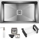 Ver imagem 2 de Cuba Quadrada Inox 304 Cozinha Pia Embutir Sobrepor Gourmet 75x45 Premium com Acessórios