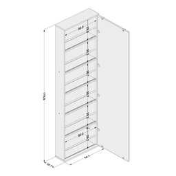 Sapateira Armário 1 Porta 5 Prateleiras 12 Pares com Espelho Multiuso Lavanderia Marrom Madeira - 3