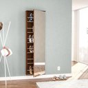 Ver imagem 6 de Sapateira Armário 1 Porta 5 Prateleiras 12 Pares com Espelho Multiuso Lavanderia Marrom Madeira