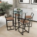 Ver imagem 1 de Conjunto Mesa 4 Cadeiras Imbuia Tampo Vidro Redondo Industrial Black
