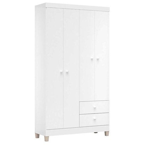 Guarda Roupa Infantil Baby Kids 4 Portas Branco Flex – Incorplac