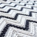 Ver imagem 4 de Capa de almofada VivaIN rineira bordado chevron bege e preto verso em linho fendi