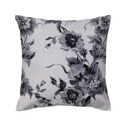 Capa de almofada VivaIN estampa floral chinelle cinza com preto - 1