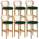 Ver imagem 1 de Kit 06 Banquetas Altas Para Cozinha Bancada Sala Tela Betta Fixa L02 Bouclê Verde - Lyam Lyam Decor