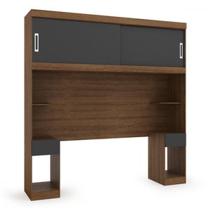 Nicho Aereo Casal Genova com Mesa de Cabeceira Batrol Ipe Wood com Grafite