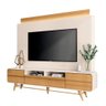 Estante Home Theater Nobre Off White Cinamomo e Mesa de Centro Sky com Tampo de Vidro Off White- Hb - 2